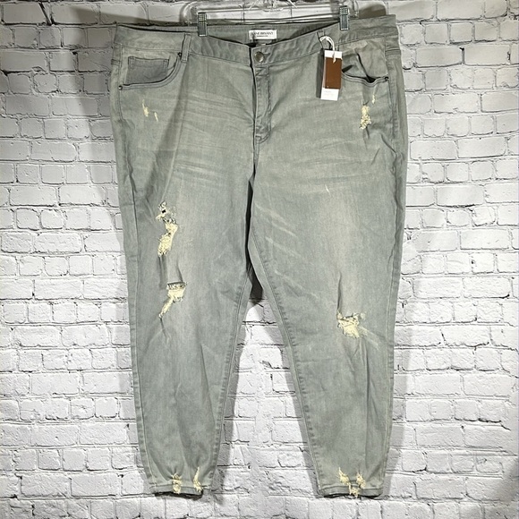 Lane Bryant Mid-Rise Super Stretch Power Pockets Skinny Denim Jeans Grey 28 NEW - Picture 1 of 16